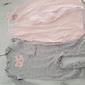 2 Carter’s Pink & White , Grey  One-Piece  Coverall 18M